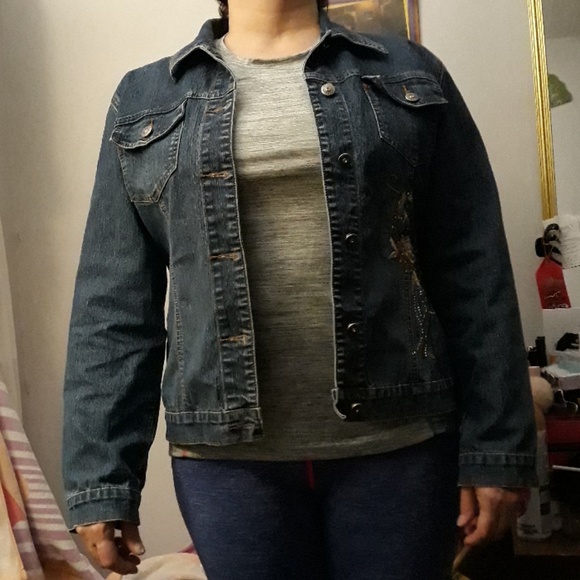 Decal Jewelled Jean Jacket - Picture 5 of 6